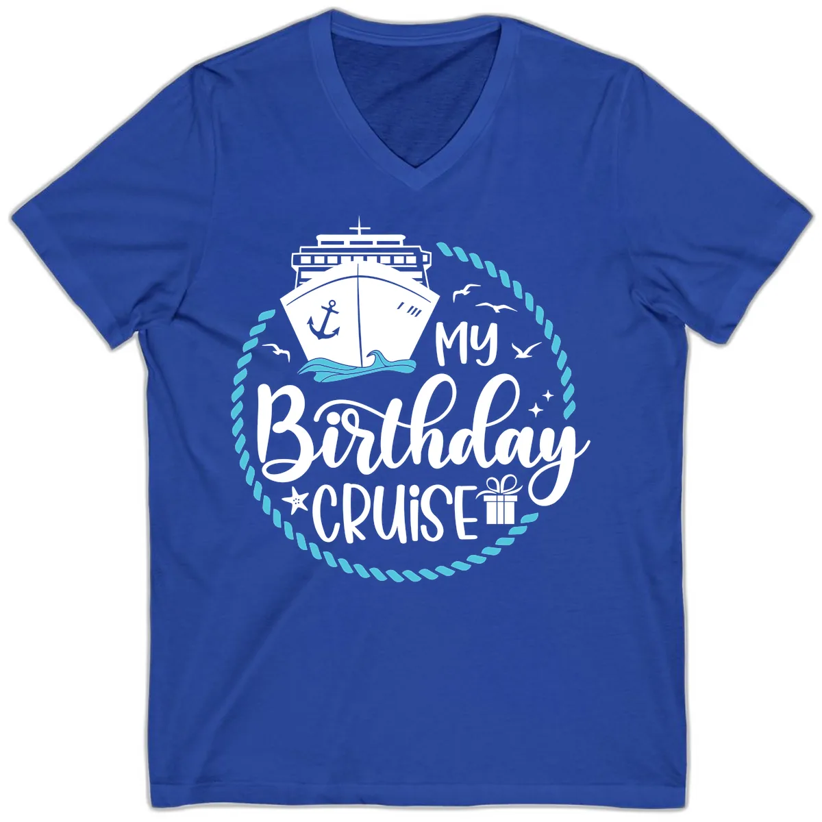 My Birthday Cruise V-Neck in True Royal