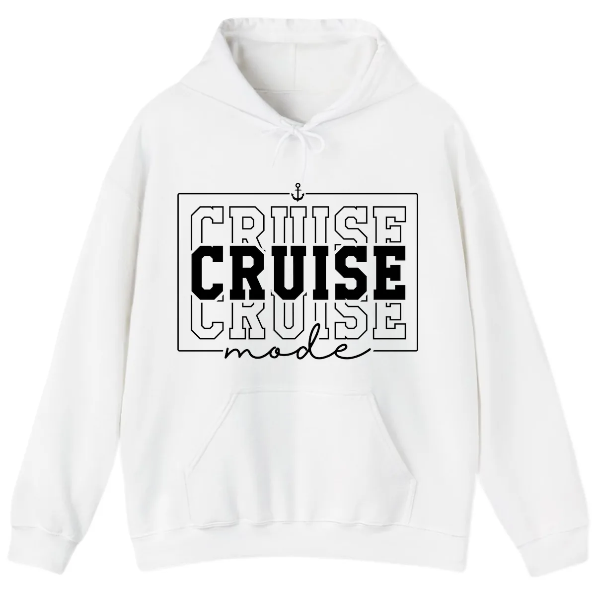 Cruise Mode Anchor Nautical Design Hoodie in White