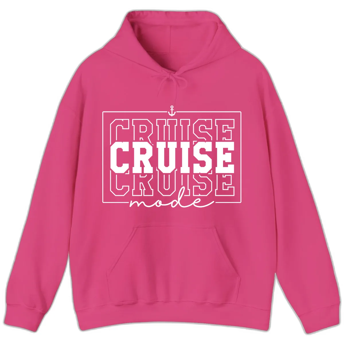 Cruise Mode Anchor Nautical Design Hoodie in Heliconia