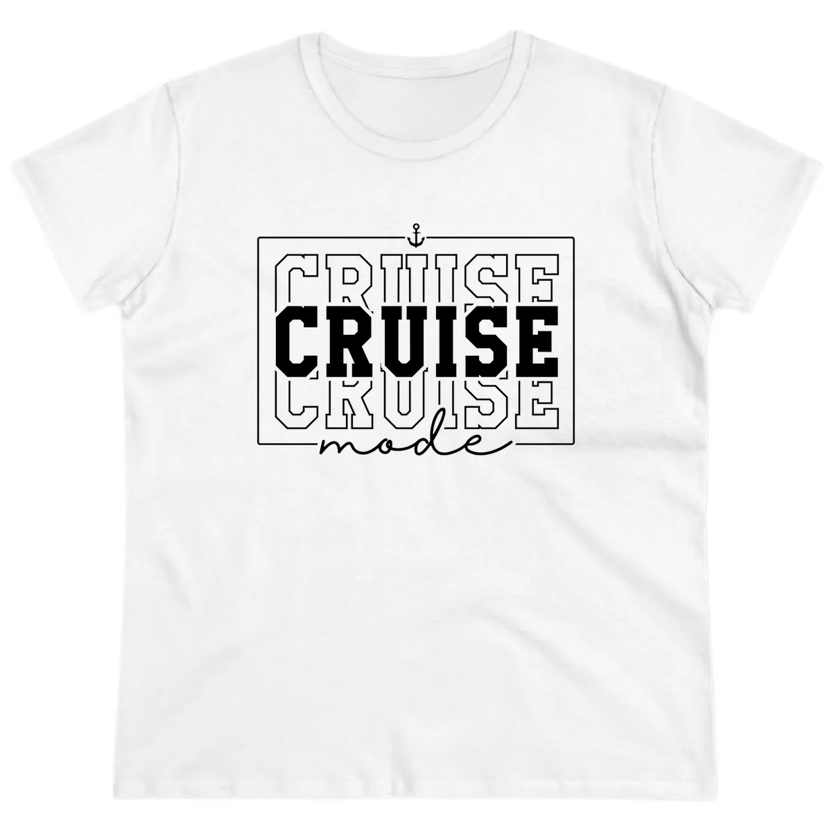 Cruise Mode Anchor Nautical Design Ladies Tee in White