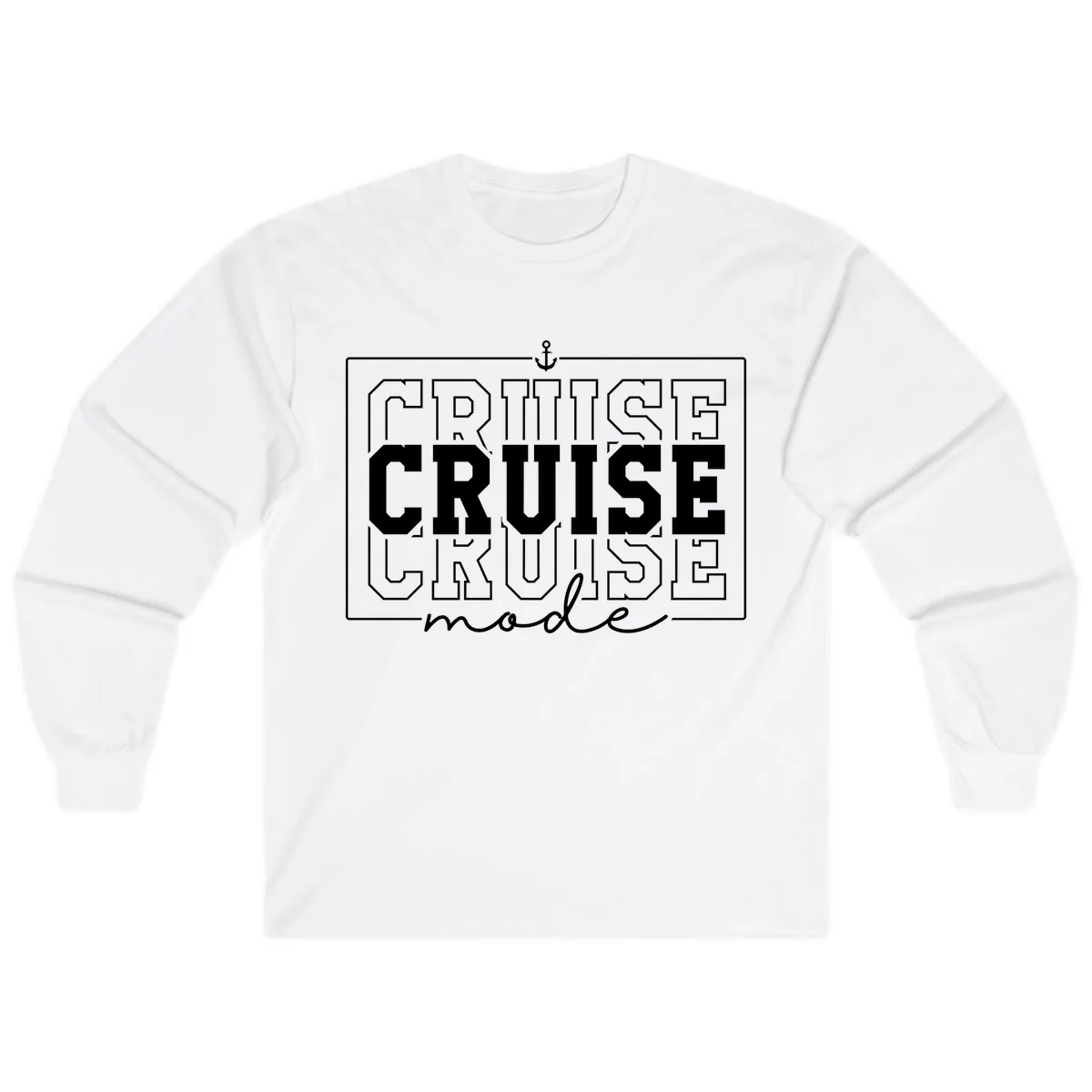 Cruise Mode Anchor Nautical Design Long Sleeve in White