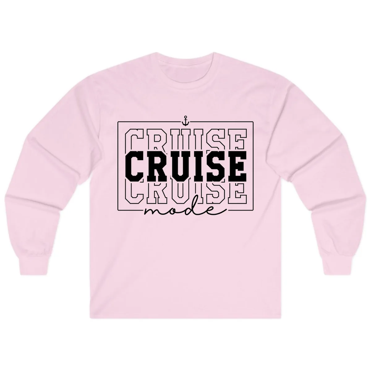 Cruise Mode Anchor Nautical Design Long Sleeve in Light Pink