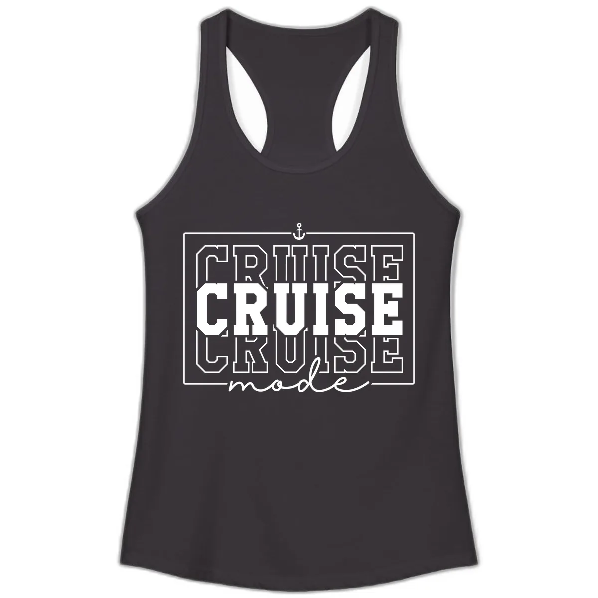 Cruise Mode Anchor Nautical Design Ladies Tank in Black