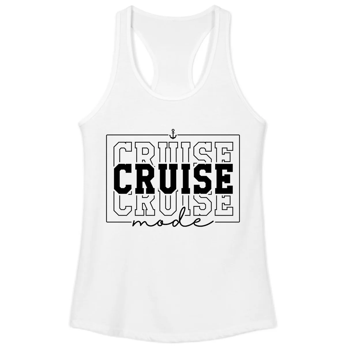 Cruise Mode Anchor Nautical Design Ladies Tank in White