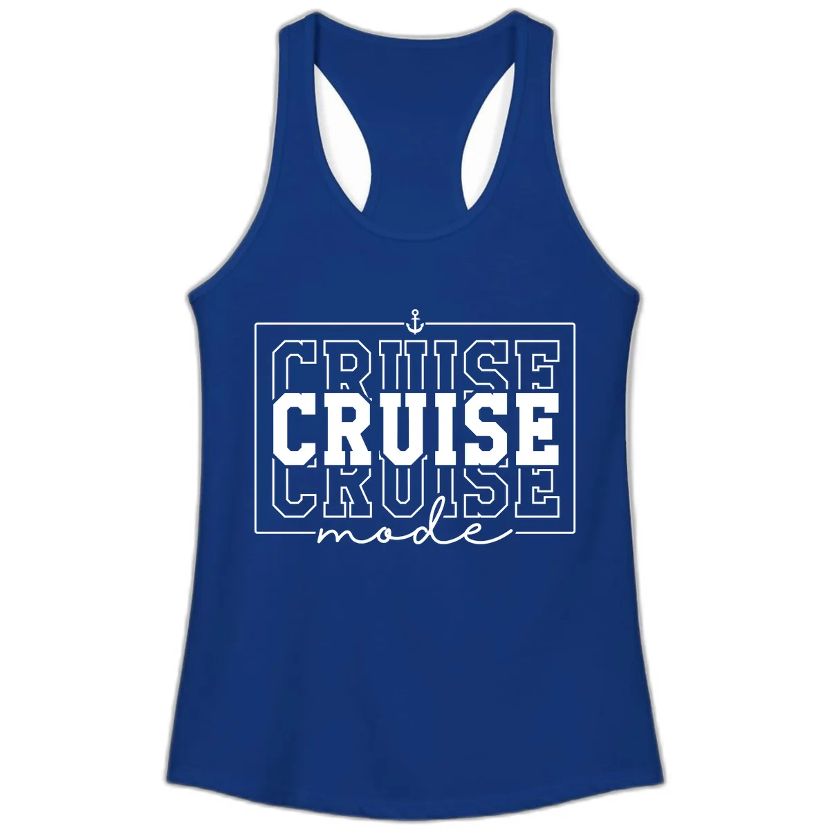 Cruise Mode Anchor Nautical Design Ladies Tank in Solid Royal