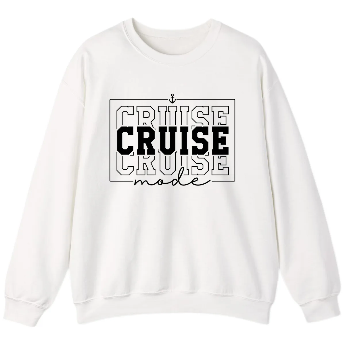 Cruise Mode Anchor Nautical Design Sweatshirt in White