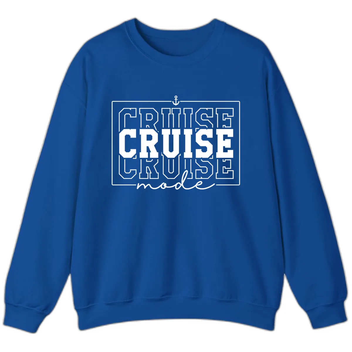 Cruise Mode Anchor Nautical Design Sweatshirt in Royal