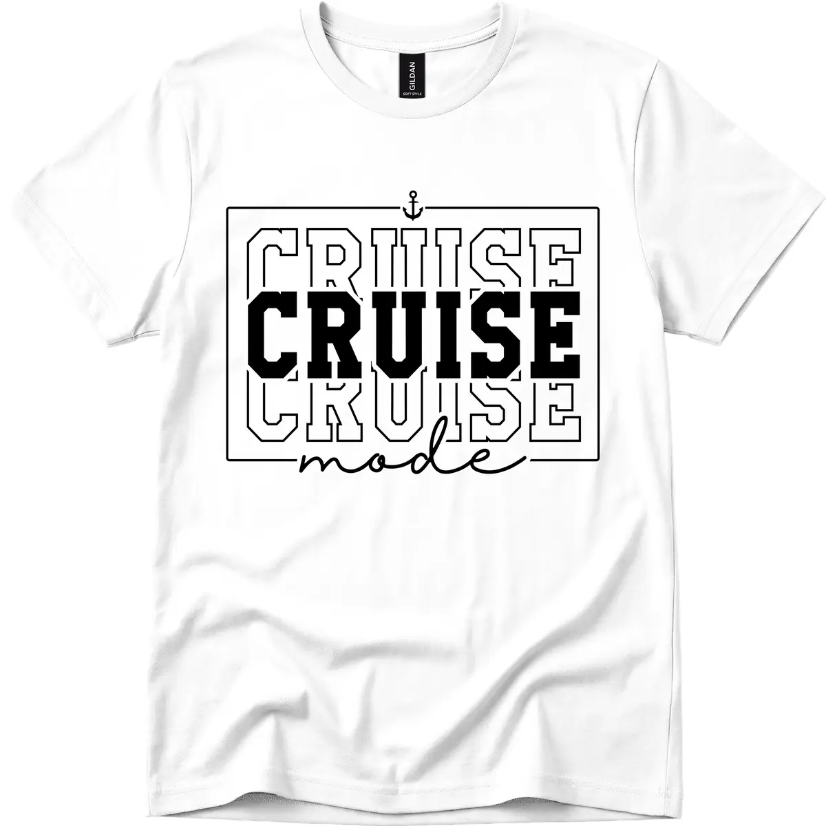 Cruise Mode Anchor Nautical Design T-Shirt in White