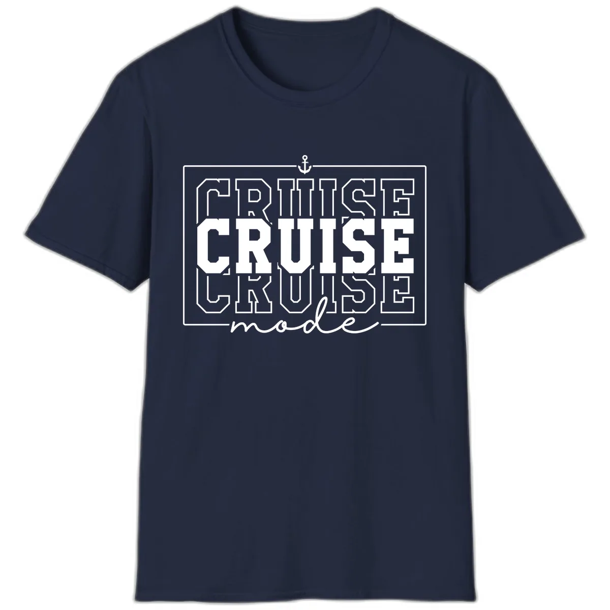 Cruise Mode Anchor Nautical Design T-Shirt in Navy