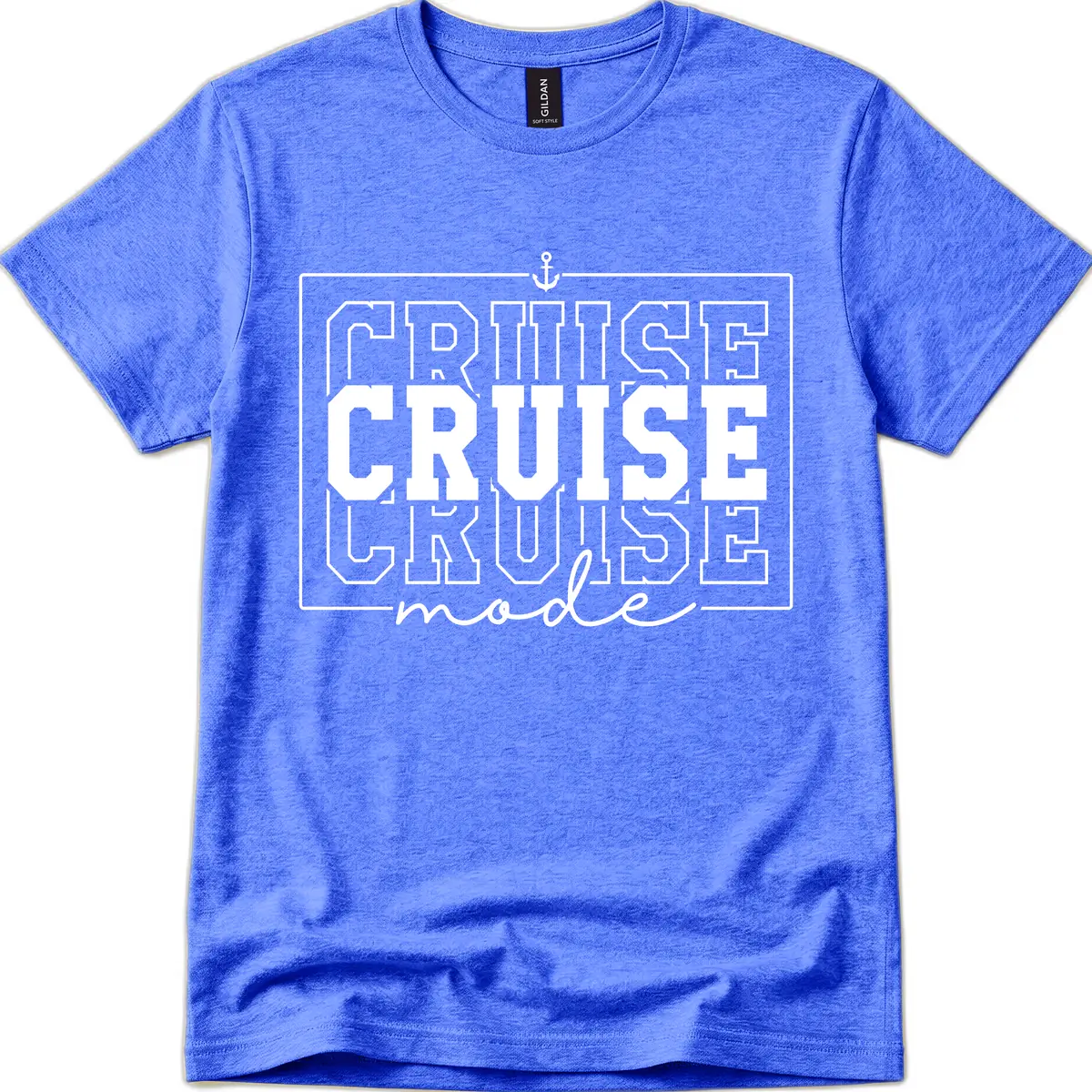 Cruise Mode Anchor Nautical Design T-Shirt in Heather Royal