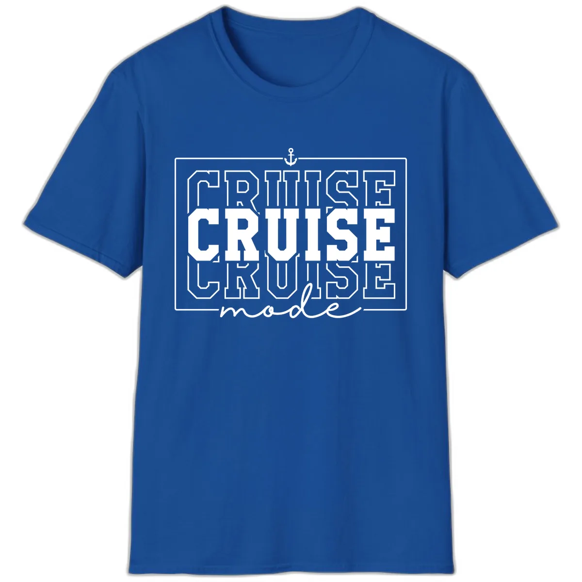 Cruise Mode Anchor Nautical Design T-Shirt in Royal