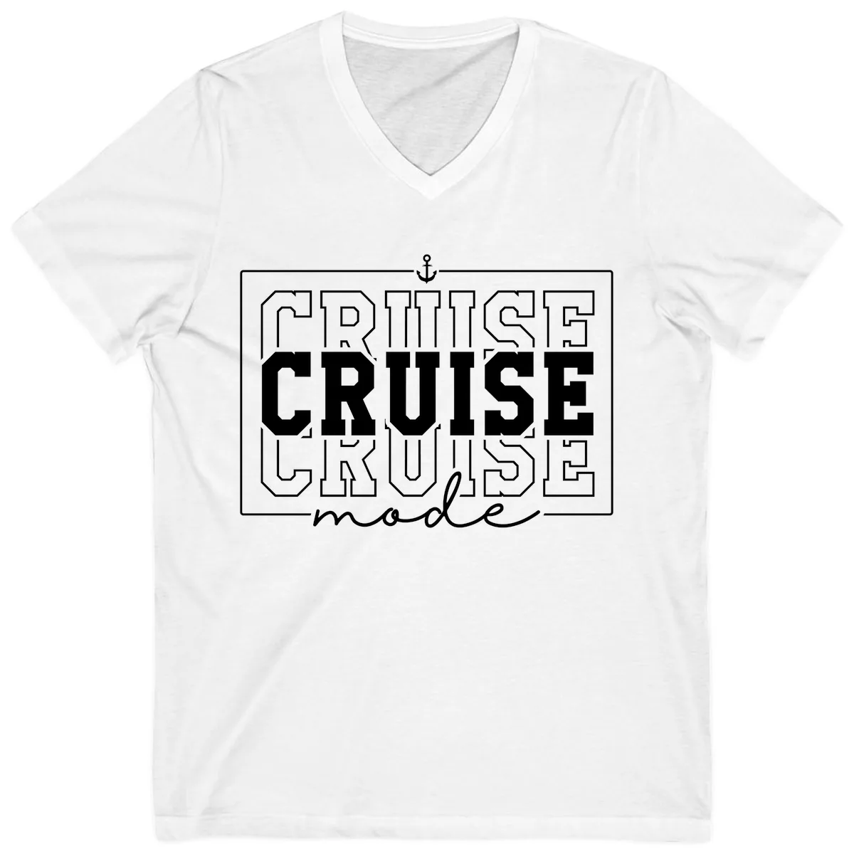 Cruise Mode Anchor Nautical Design V-Neck in White