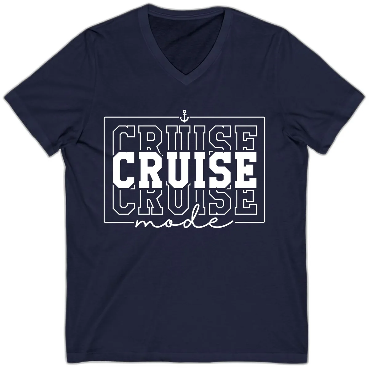 Cruise Mode Anchor Nautical Design V-Neck in Navy