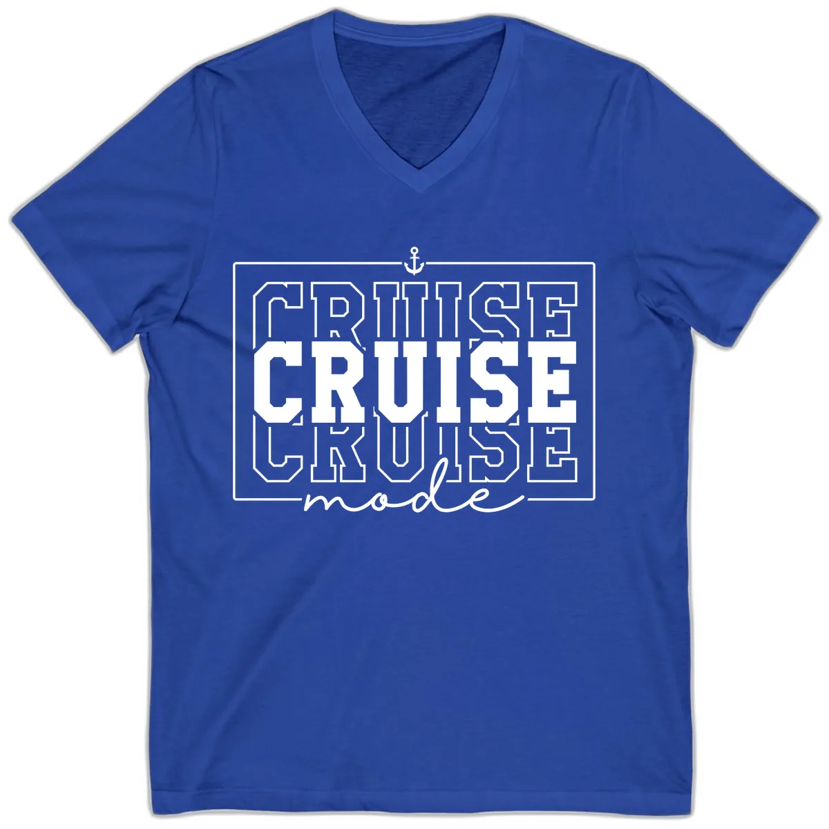 Cruise Mode Anchor Nautical Design V-Neck in True Royal