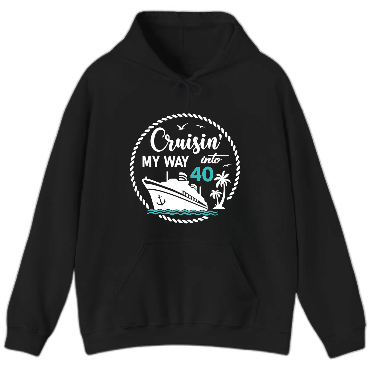 Cruisin' My Way Into 40 Hoodie in Black