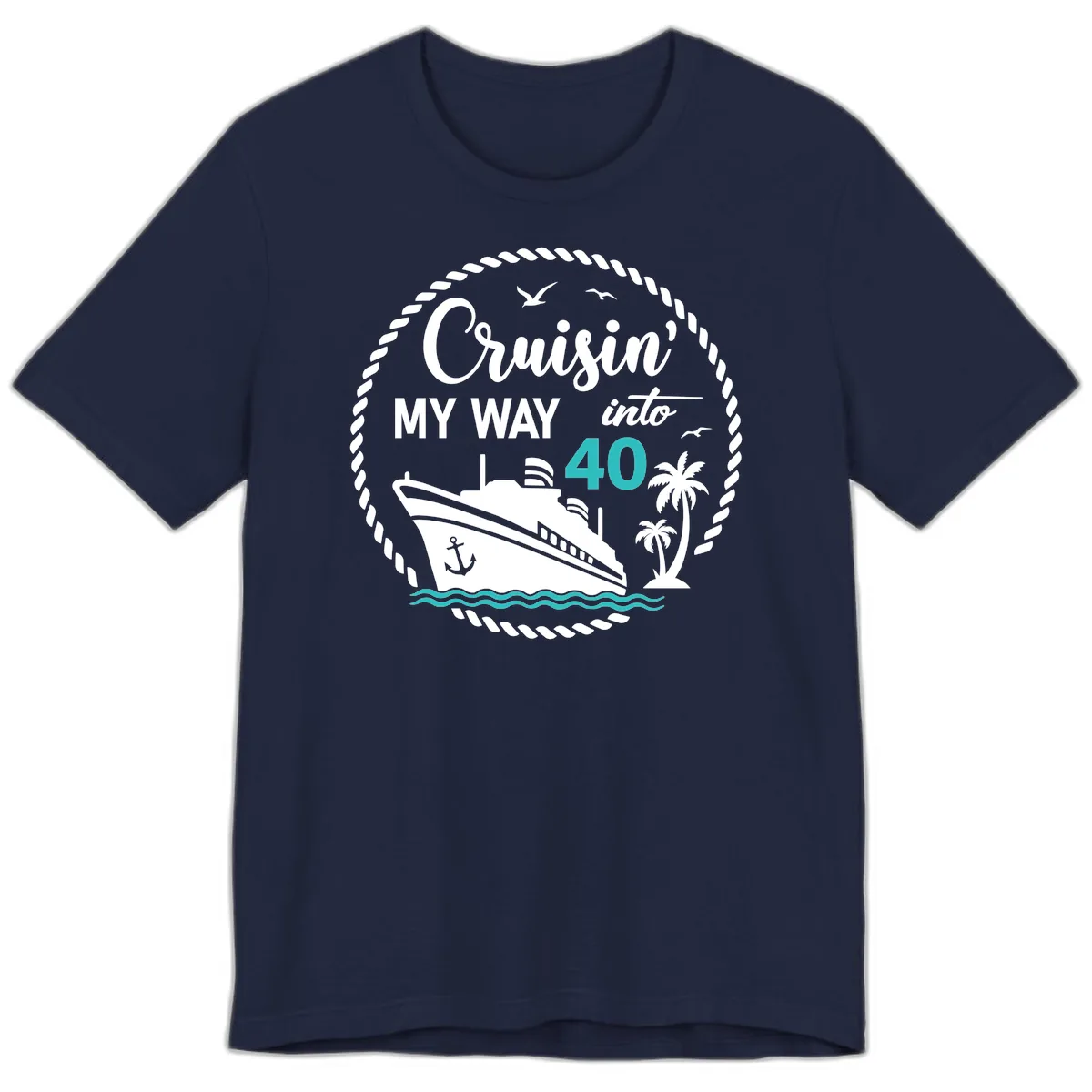 Cruisin' My Way Into 40 Premium T-Shirt in Navy