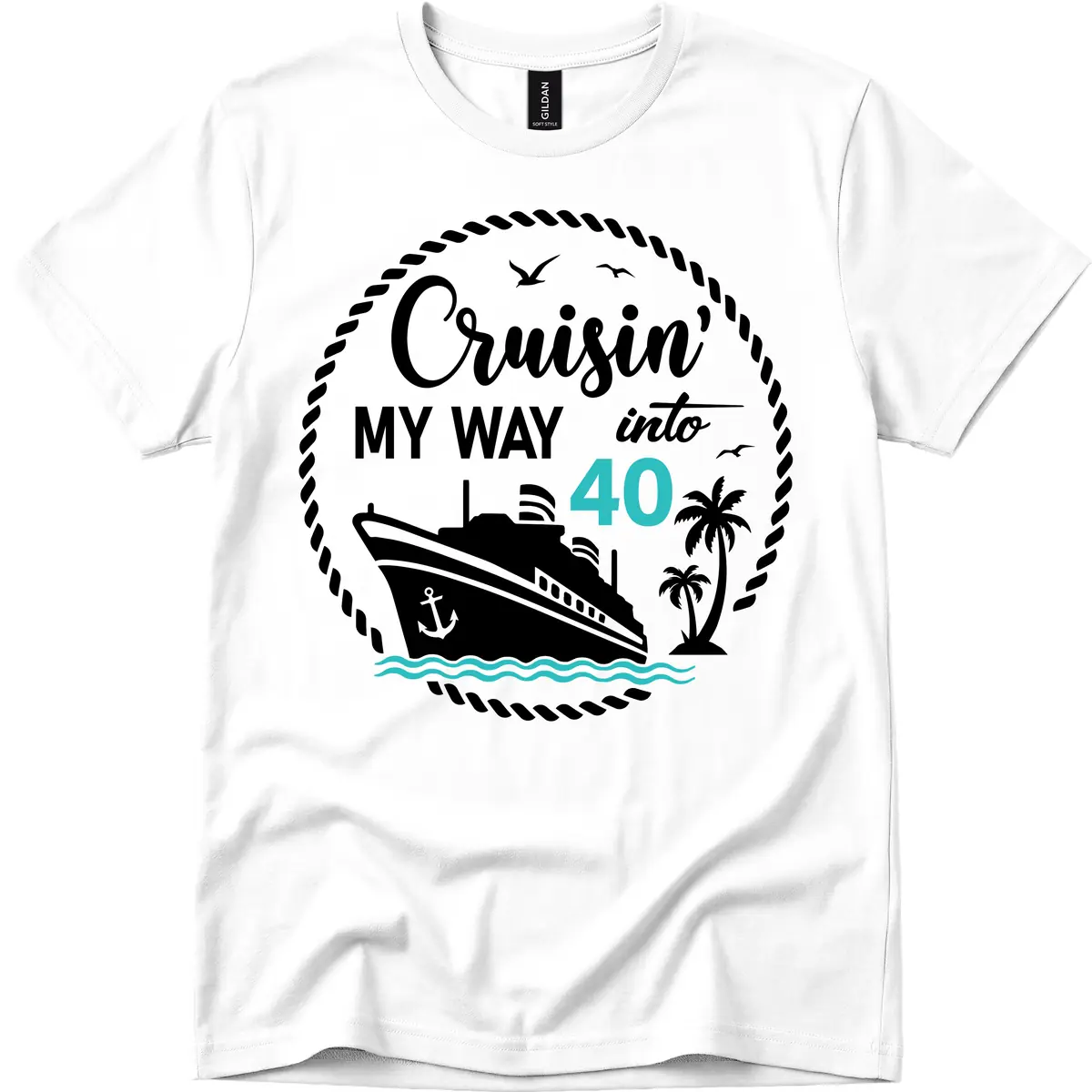 Cruisin' My Way Into 40 T-Shirt in White