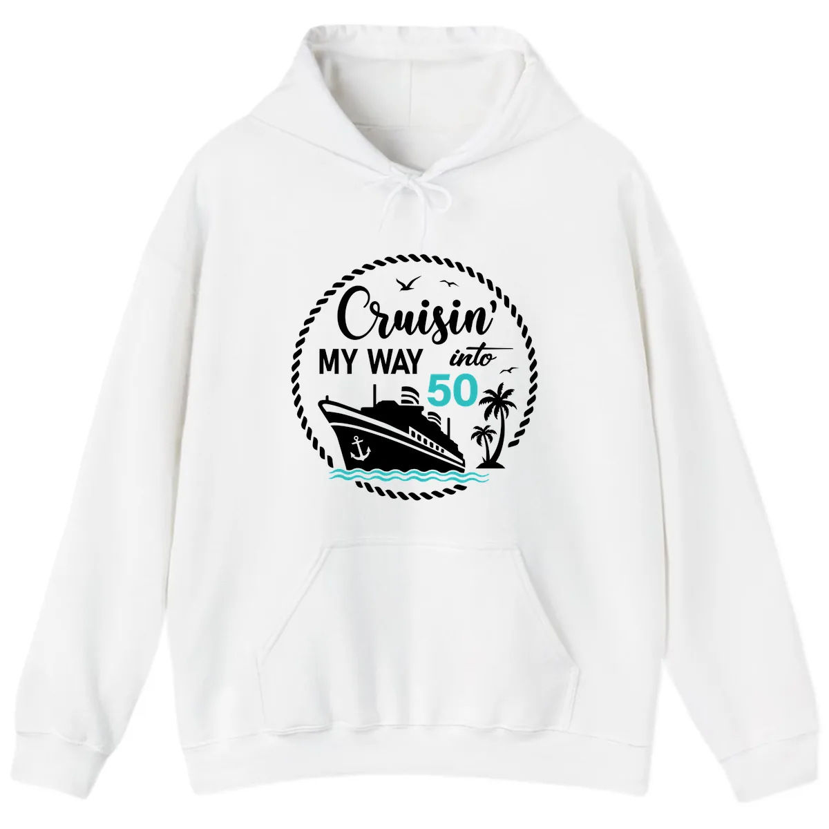 Cruisin' My Way Into 50 Hoodie in White