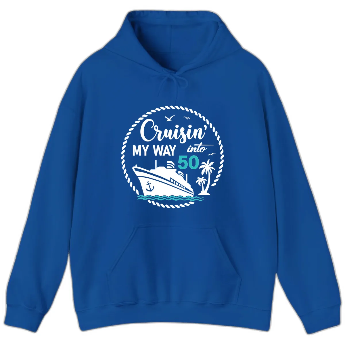 Cruisin' My Way Into 50 Hoodie in Royal
