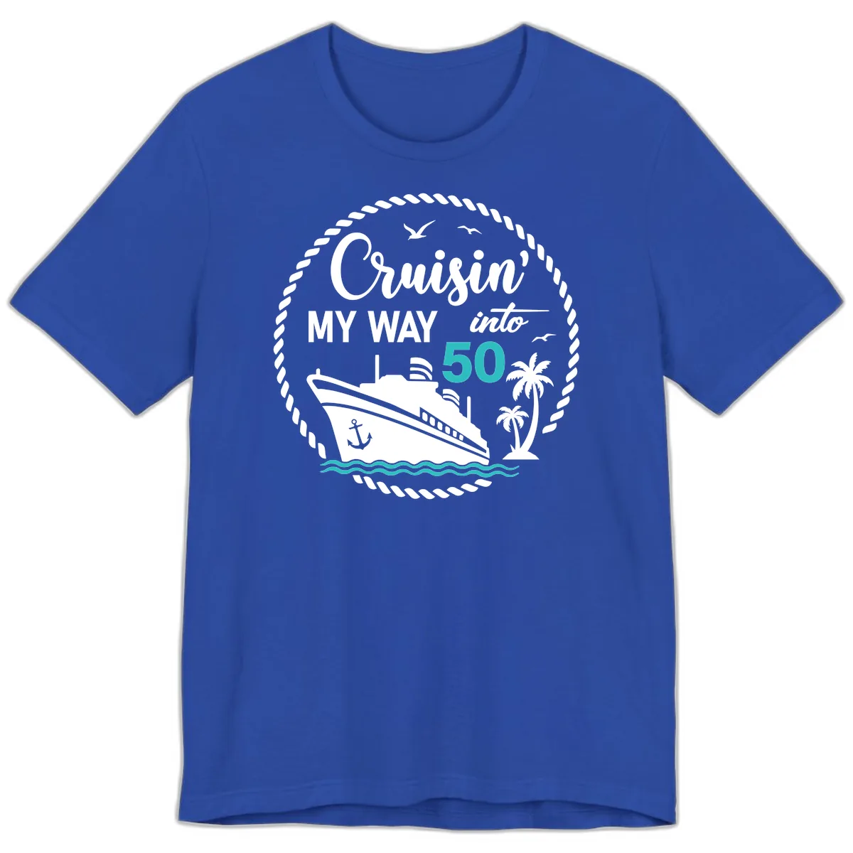 Cruisin' My Way Into 50 Premium T-Shirt in True Royal