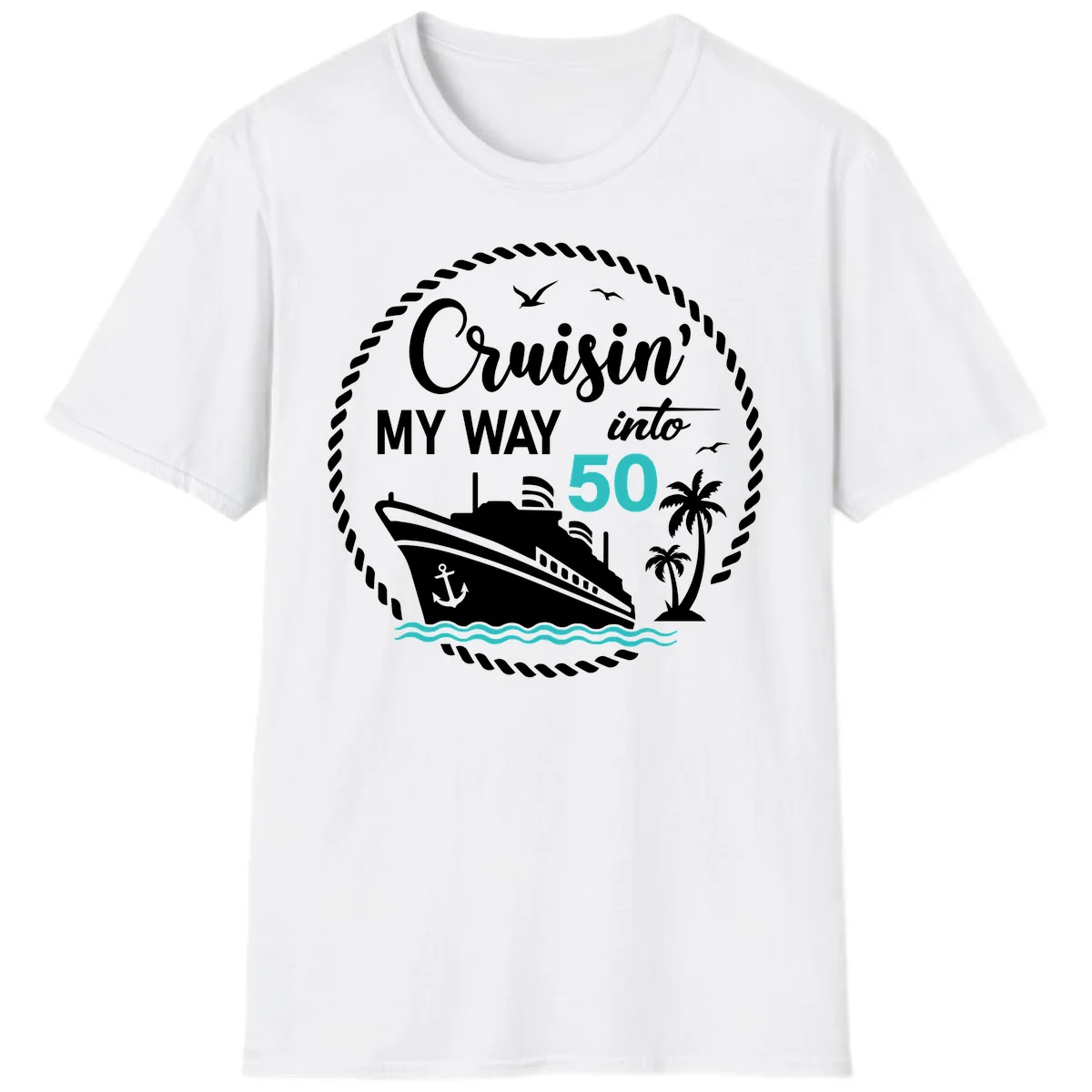 Cruisin' My Way Into 50 T-Shirt in White