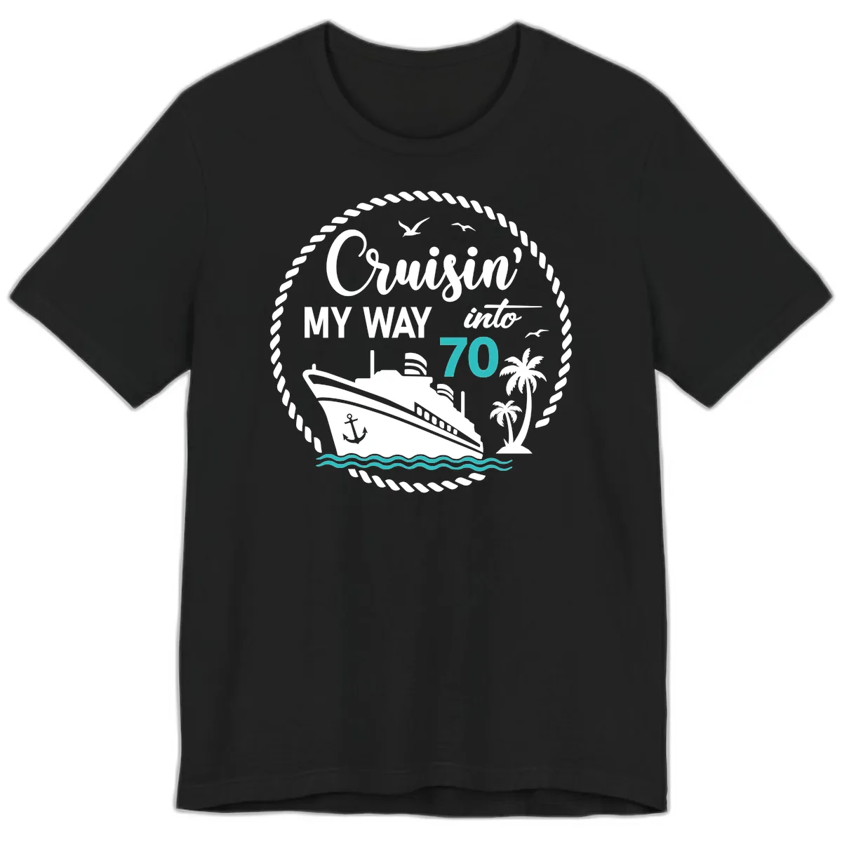 Cruisin' My Way Into 70 Premium T-Shirt in Black