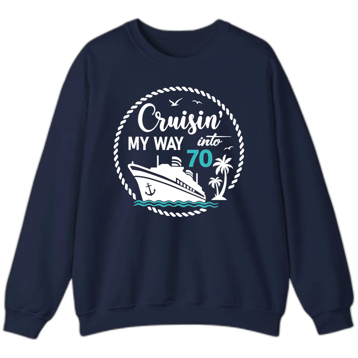Cruisin' My Way Into 70 Sweatshirt in Navy