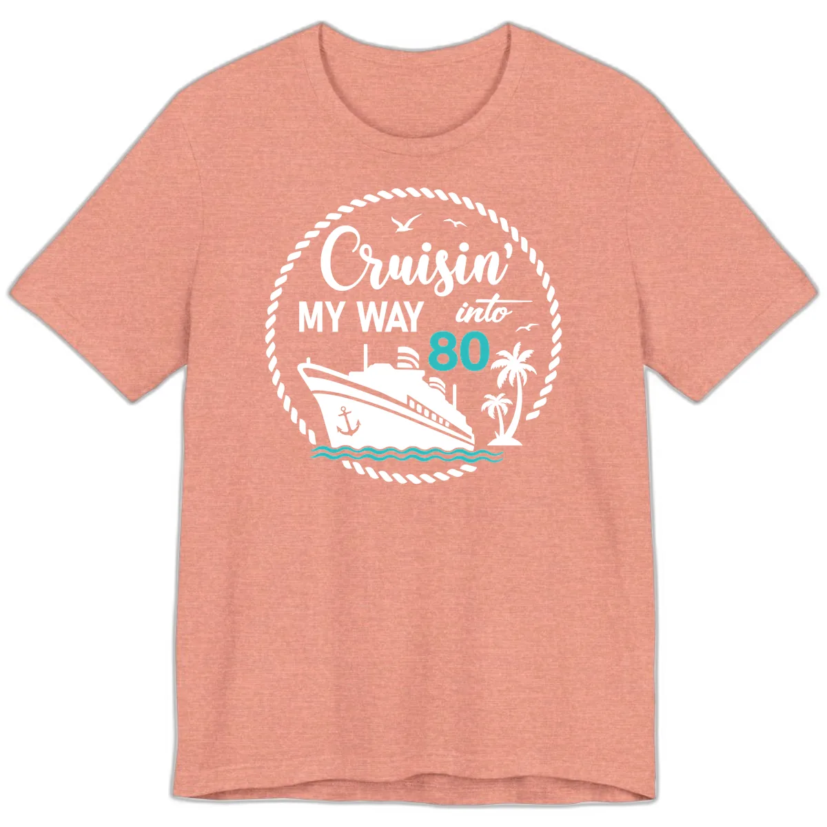 Cruisin' My Way Into 80 Premium T-Shirt in Heather Sunset