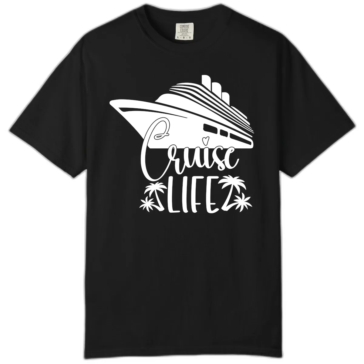 Cruise Life Ship & Palm Trees Comfort Color in Black