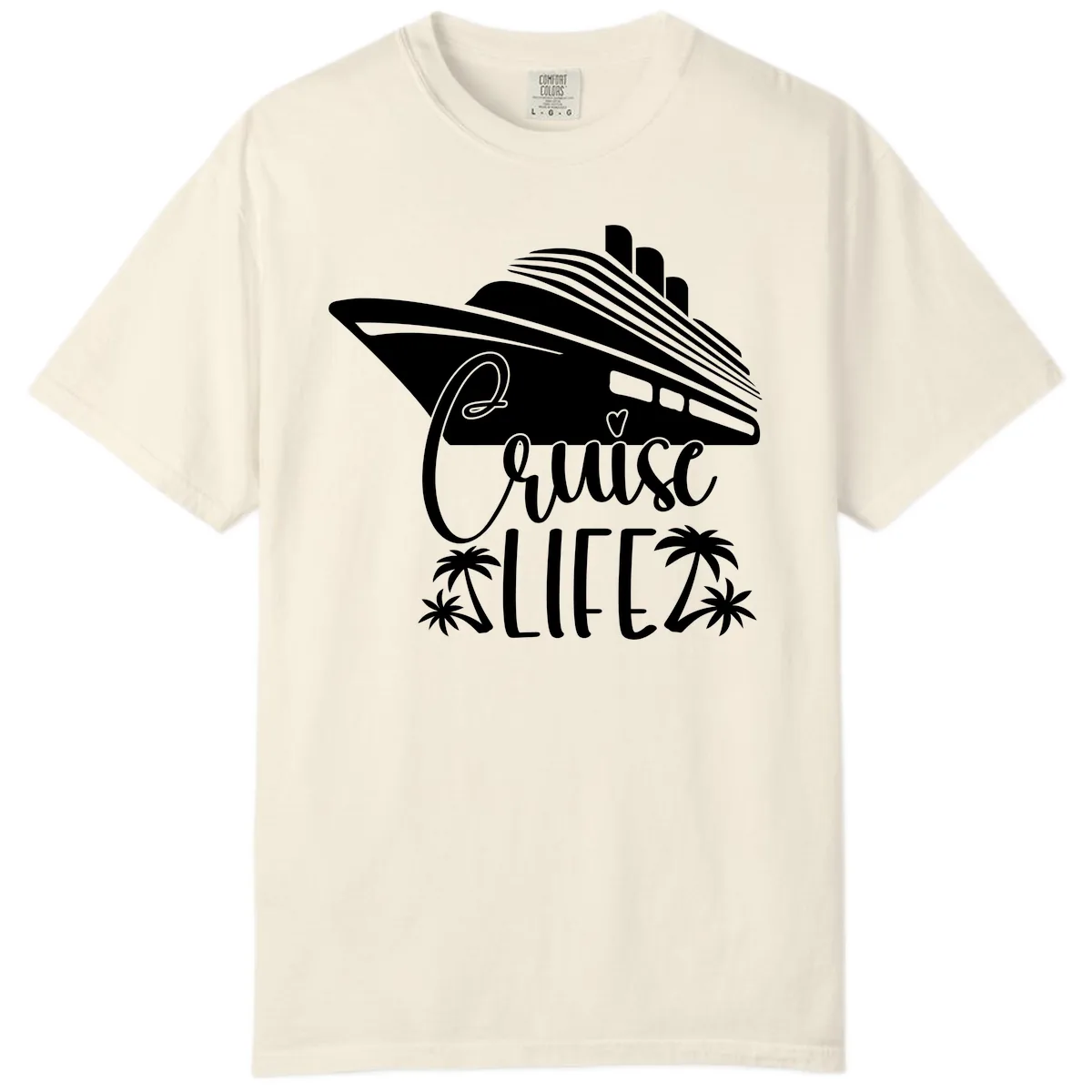 Cruise Life Ship & Palm Trees Comfort Color in Ivory
