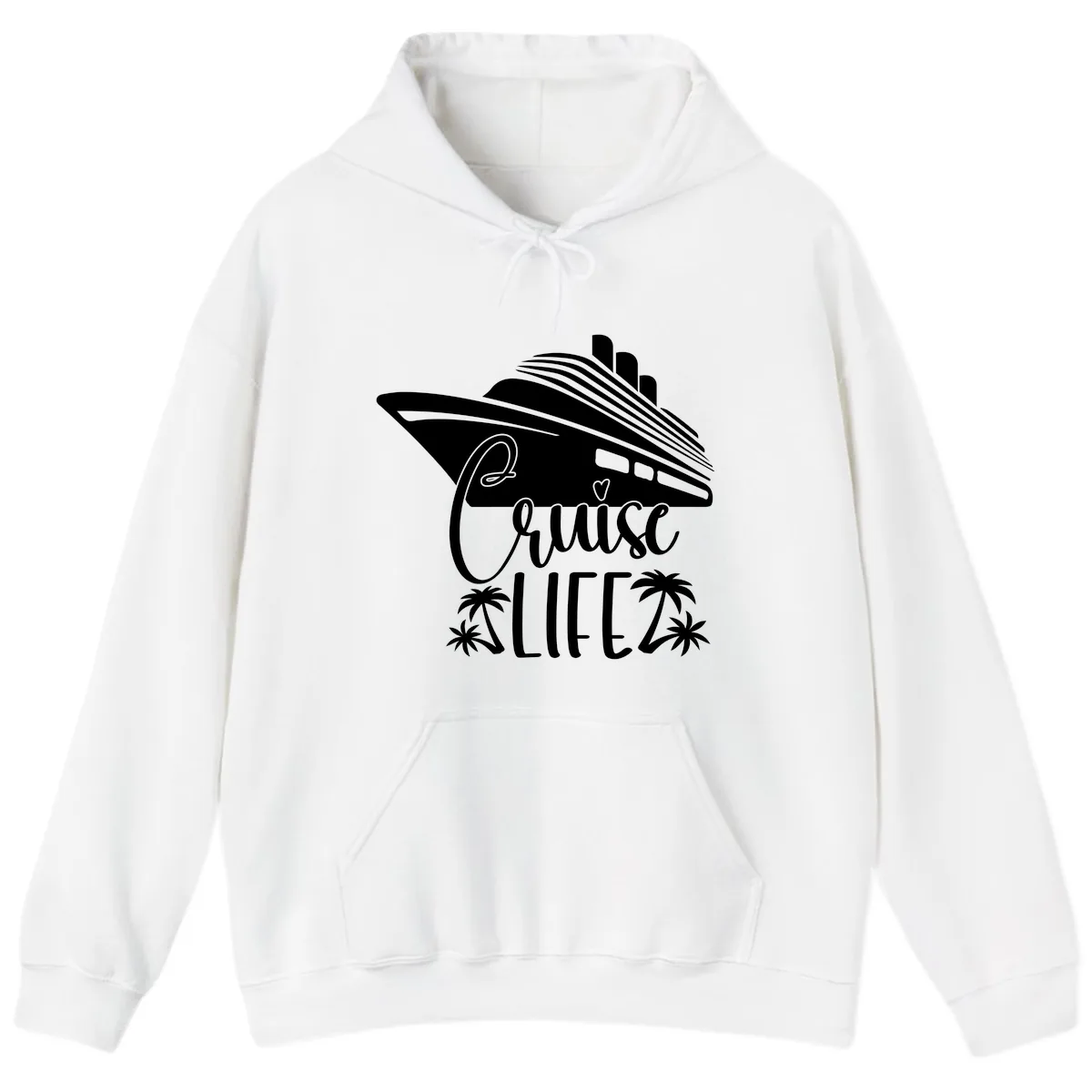 Cruise Life Ship & Palm Trees Hoodie in White