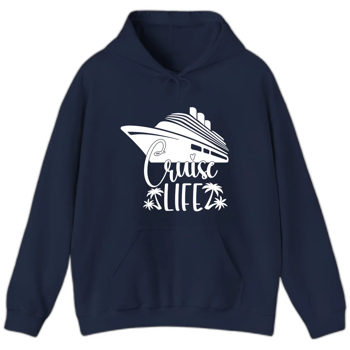 Cruise Life Ship & Palm Trees Hoodie in Navy