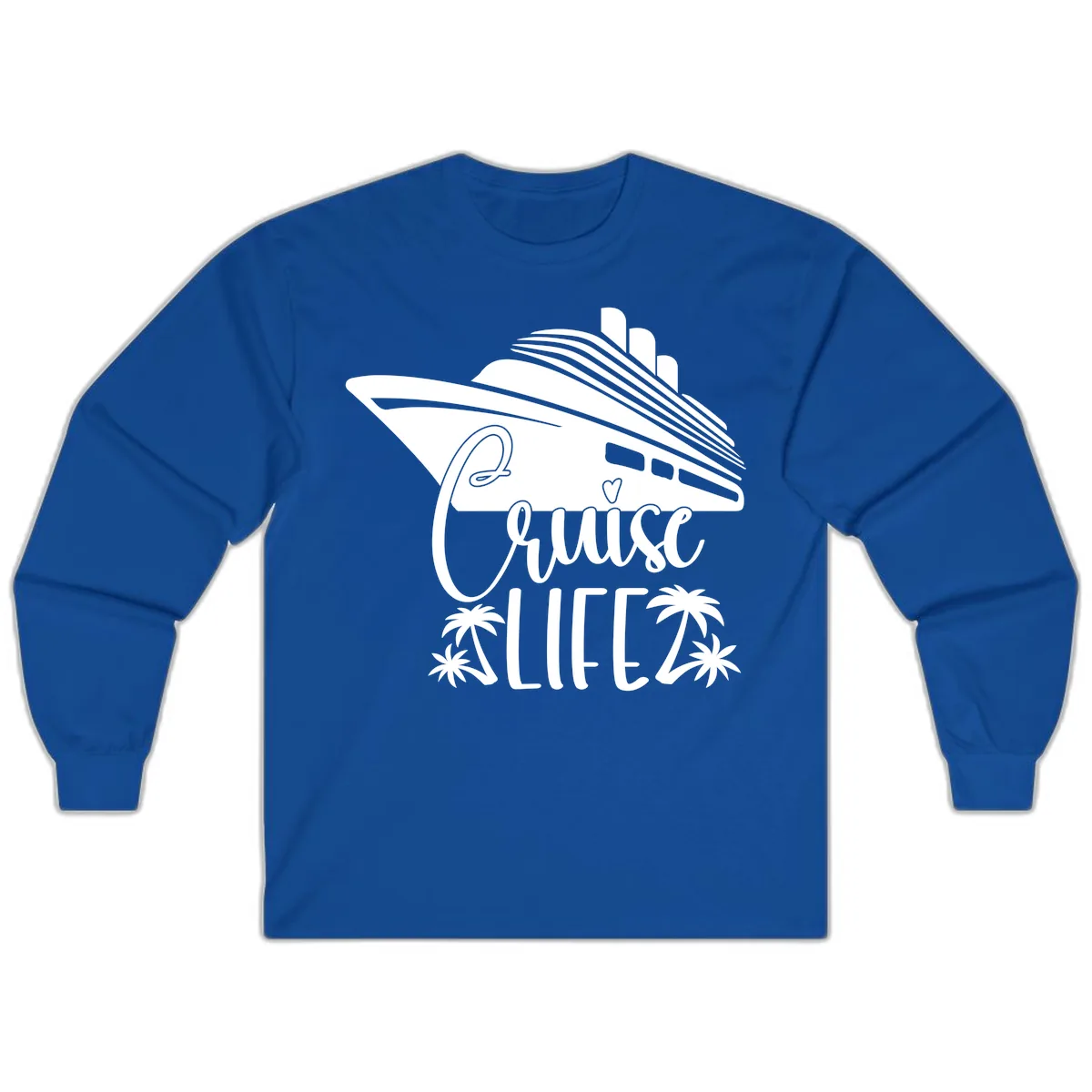 Cruise Life Ship & Palm Trees Long Sleeve in Royal