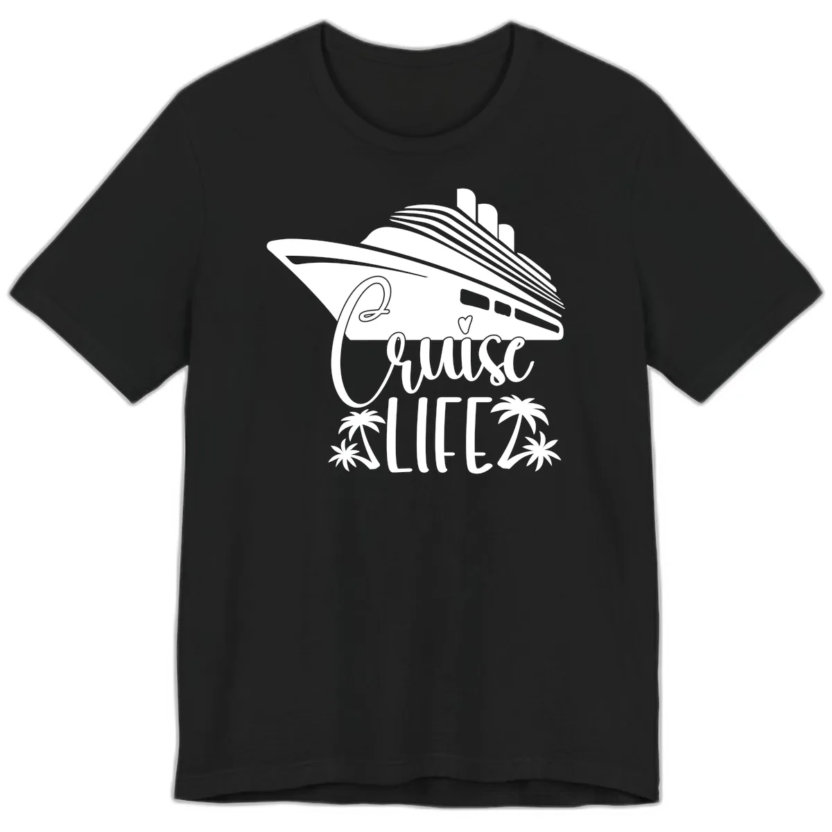 Cruise Life Ship & Palm Trees Premium T-Shirt in Black