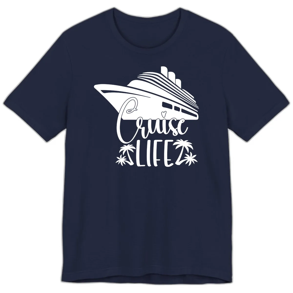 Cruise Life Ship & Palm Trees Premium T-Shirt in Navy
