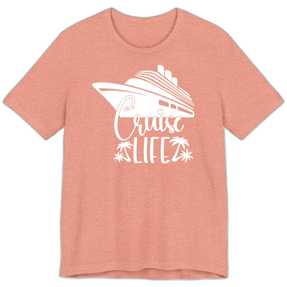 Cruise Life Ship & Palm Trees Premium T-Shirt in Heather Sunset