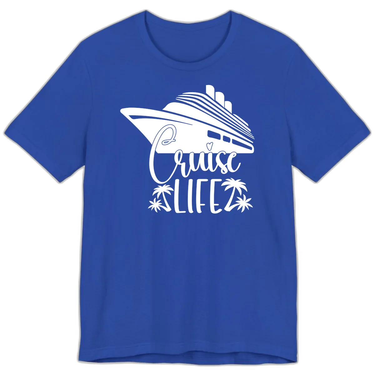 Cruise Life Ship & Palm Trees Premium T-Shirt in True Royal