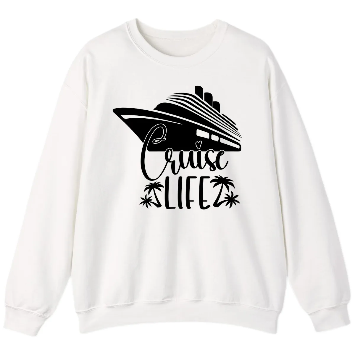 Cruise Life Ship & Palm Trees Sweatshirt in White