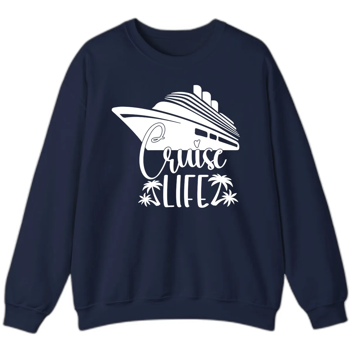 Cruise Life Ship & Palm Trees Sweatshirt in Navy