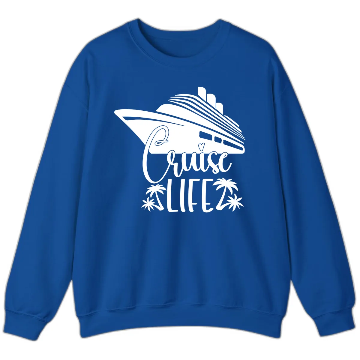 Cruise Life Ship & Palm Trees Sweatshirt in Royal