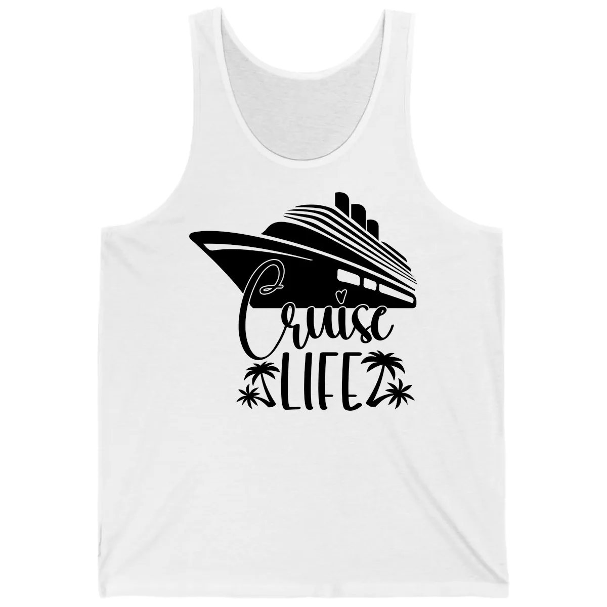 Cruise Life Ship & Palm Trees Tank in White