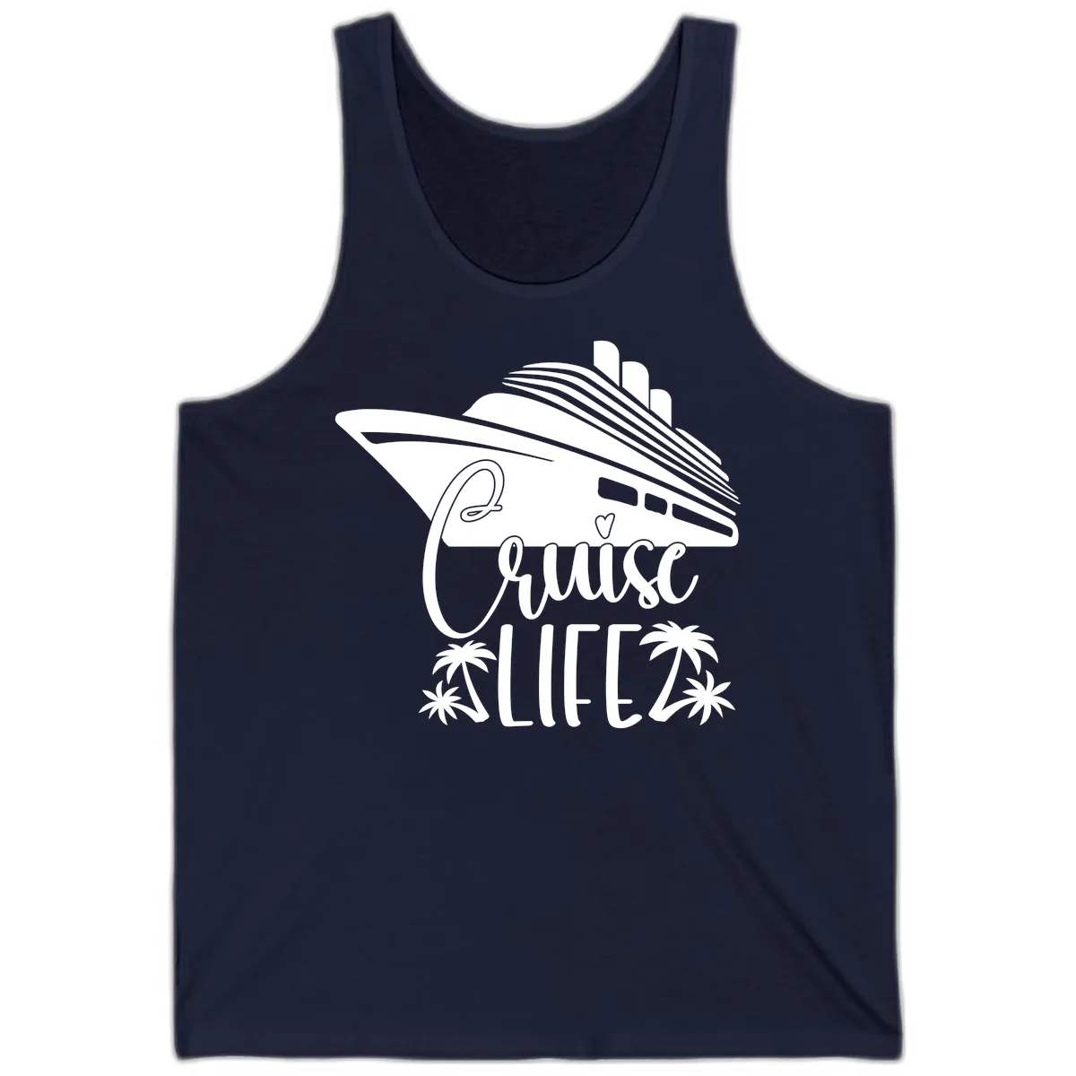 Cruise Life Ship & Palm Trees Tank in Navy
