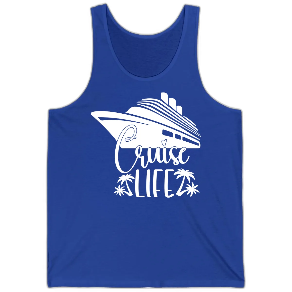 Cruise Life Ship & Palm Trees Tank in True Royal