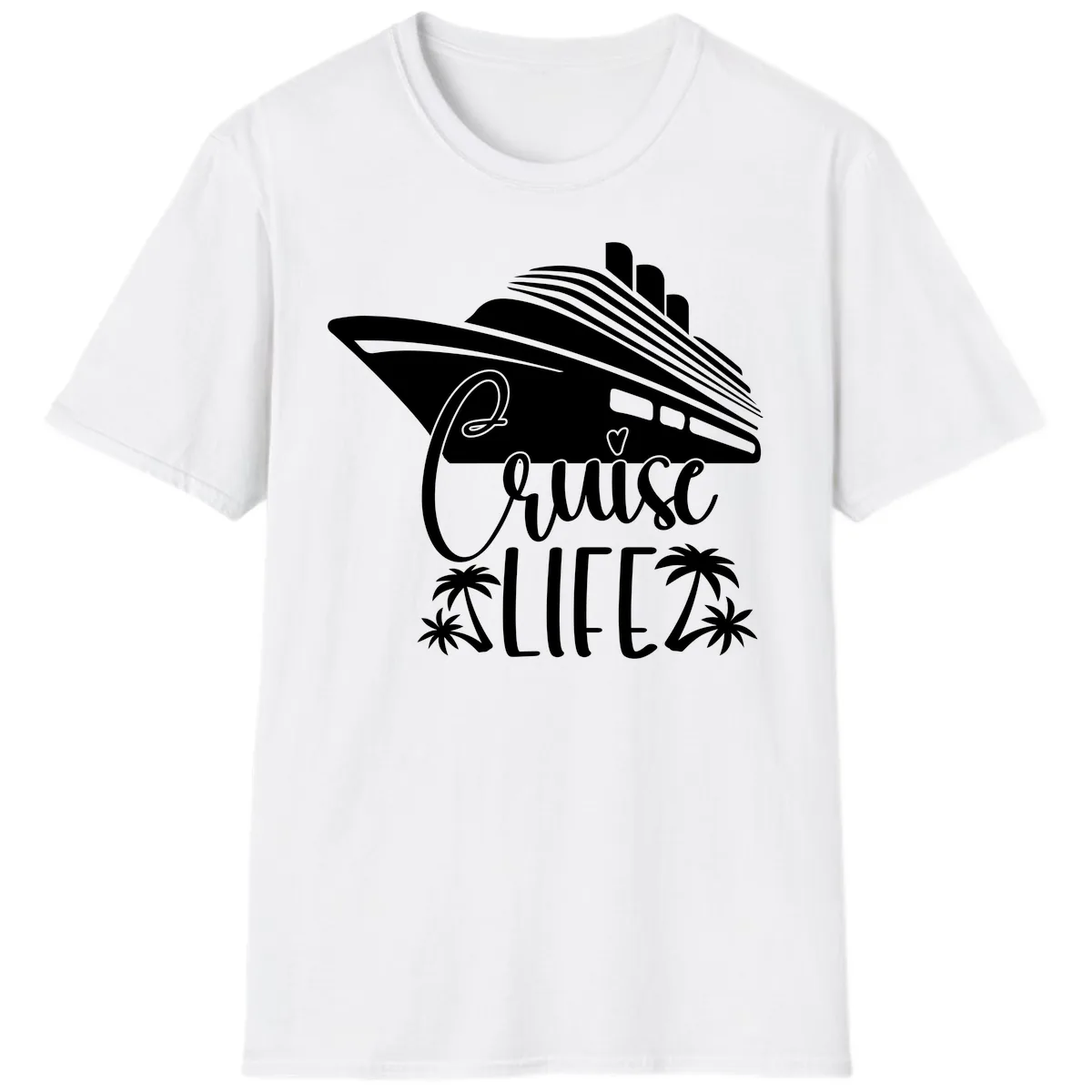 Cruise Life Ship & Palm Trees T-Shirt in White