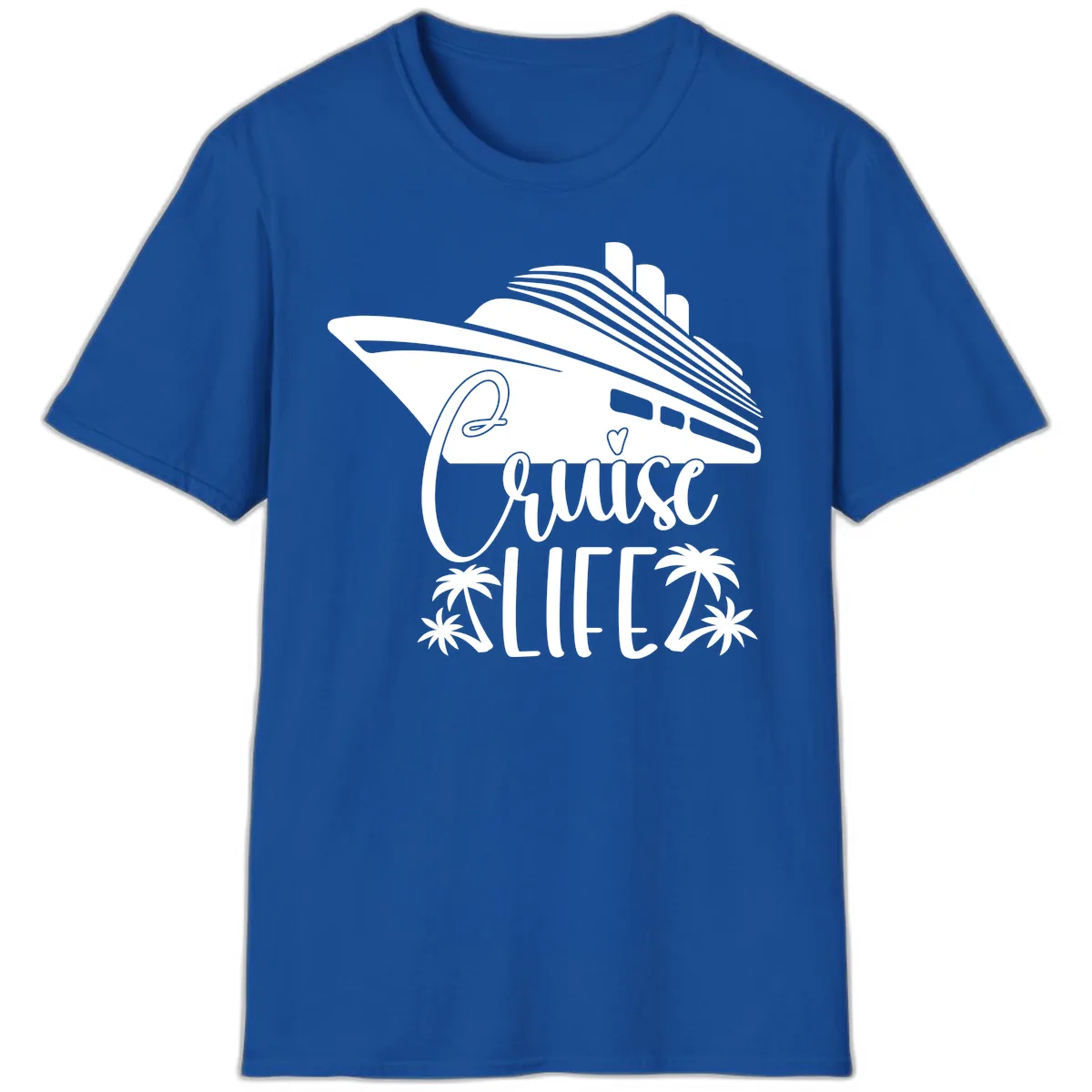 Cruise Life Ship & Palm Trees T-Shirt in Royal