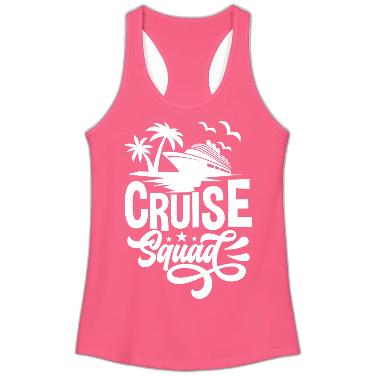 Cruise Squad Goals Ladies Tank in Solid Hot Pink