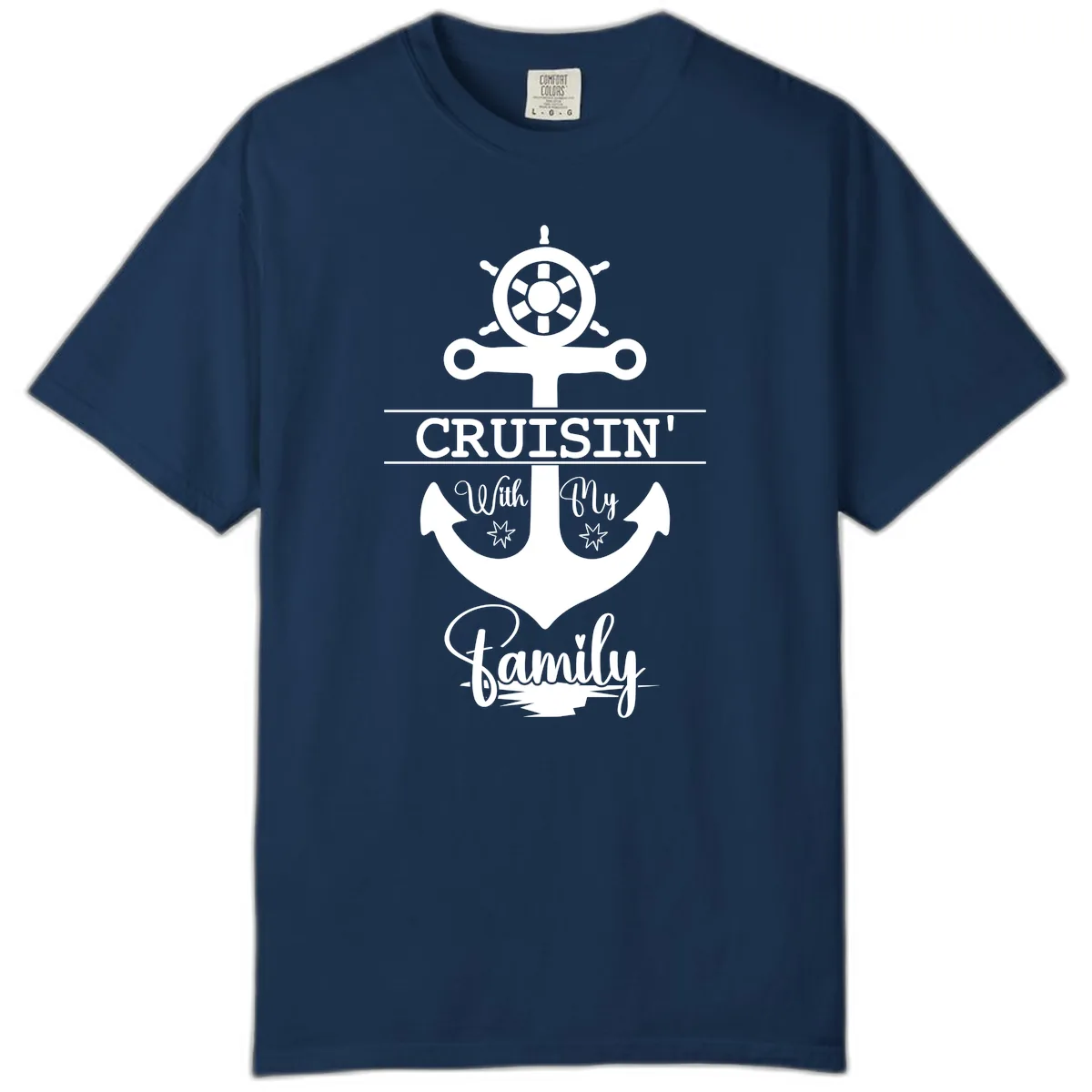 Cruisin' With My Family Anchor Comfort Color in Navy