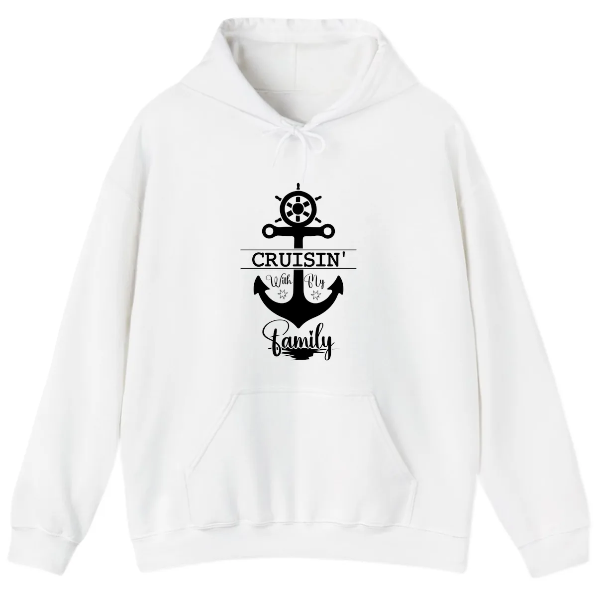 Cruisin' With My Family Anchor Hoodie in White