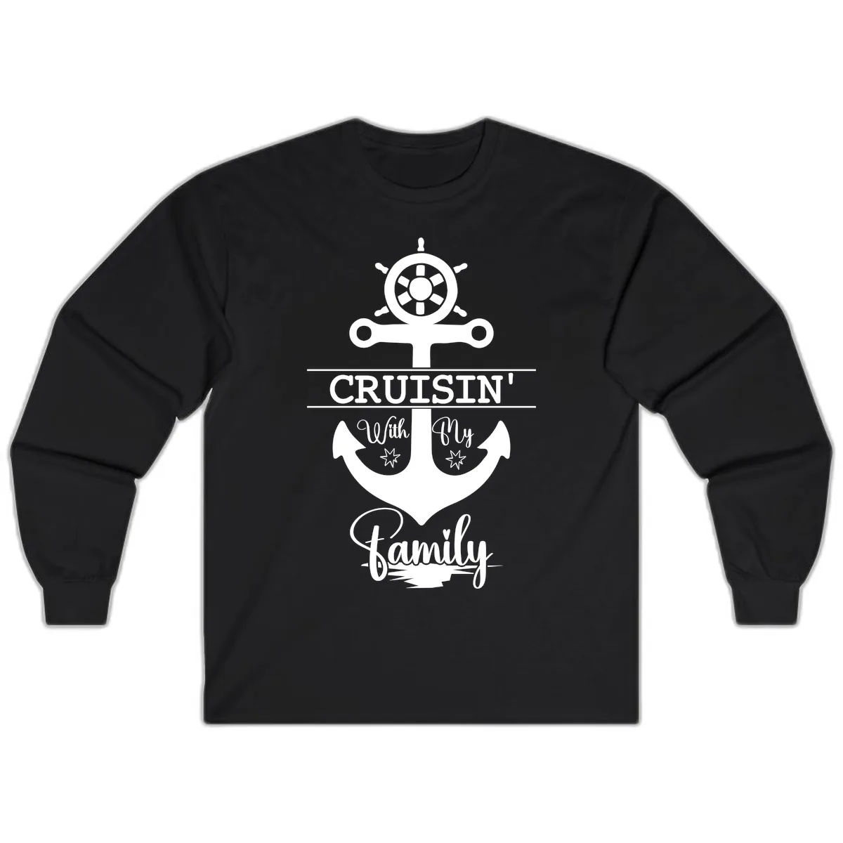 Cruisin' With My Family Anchor Long Sleeve in Black