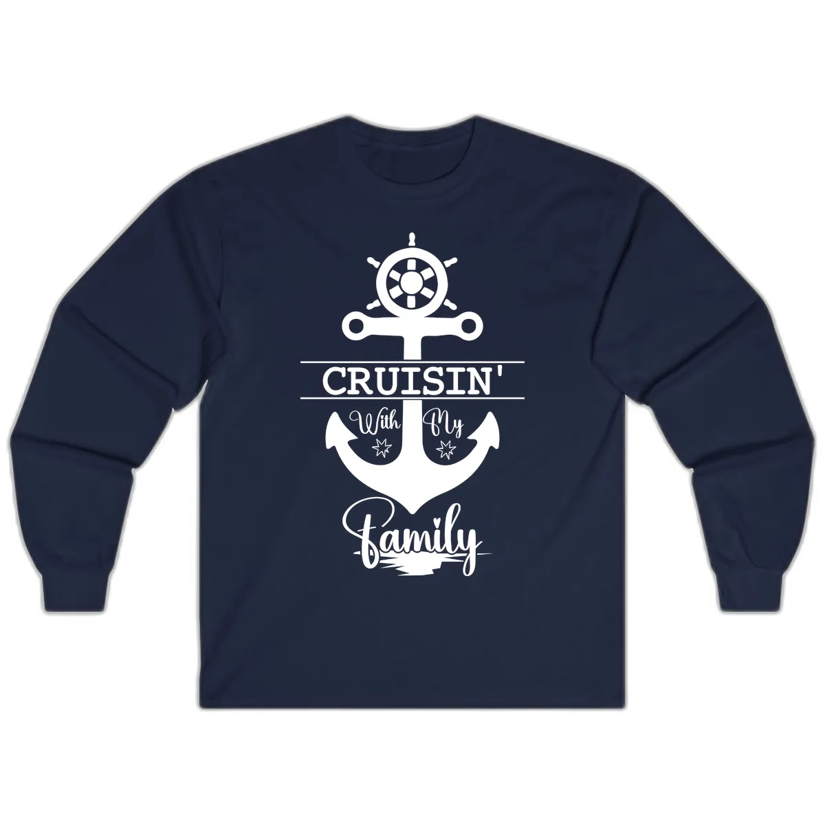 Cruisin' With My Family Anchor Long Sleeve in Navy